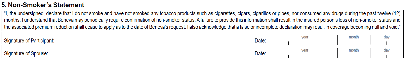 Non-Smoker's Statement