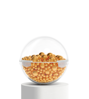 Sphère avec billes en or